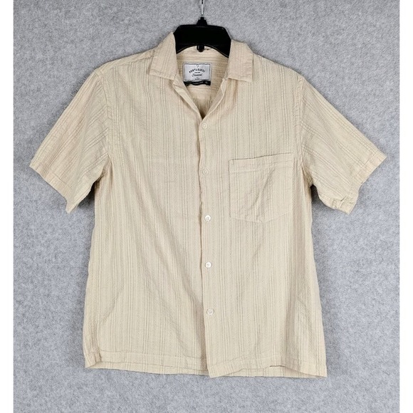 Portuguese Flannel Other - Portuguese Flannel Shirt Vilar Shirt Sand Dobby Camp Loop Collar Cotton Sz Small